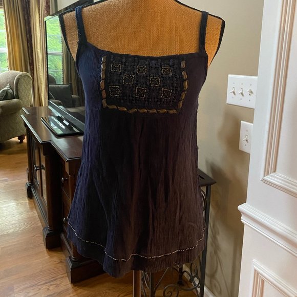 Navy Blue top with bead work - Picture 1 of 4